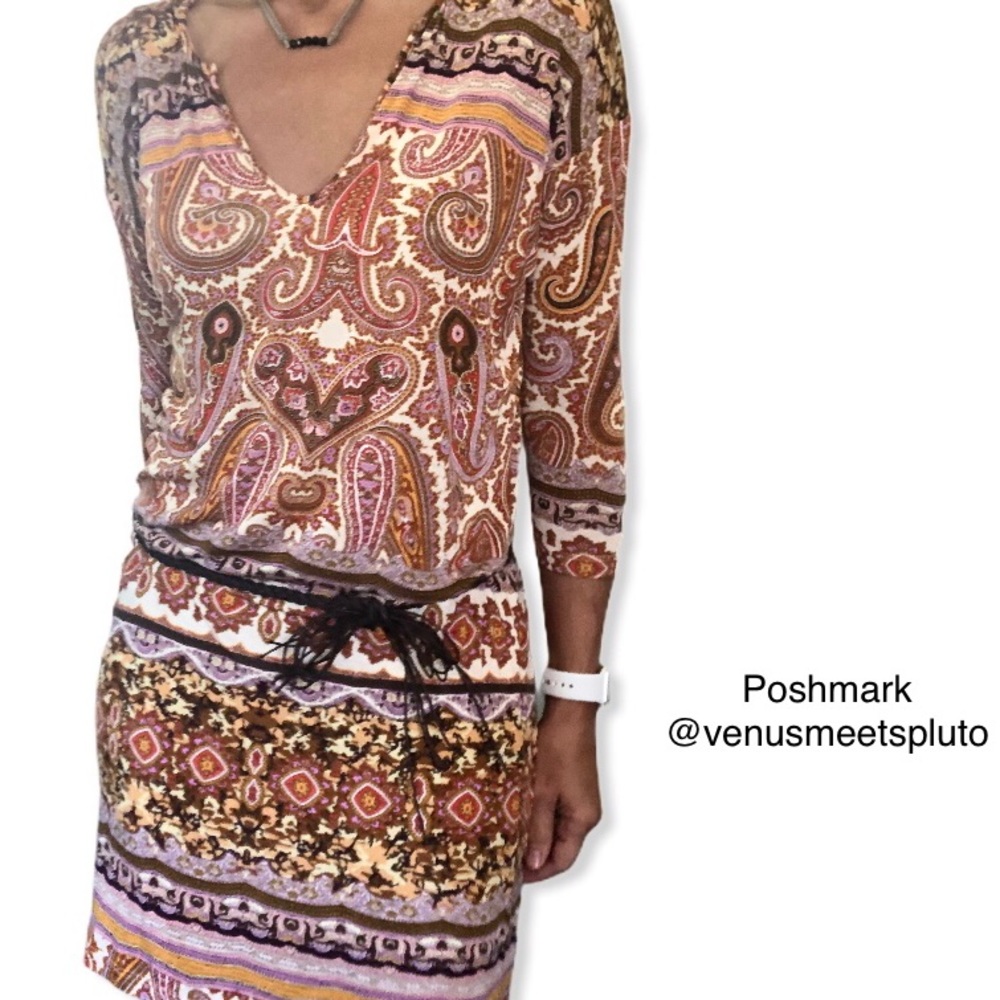 Anthro Velvet Graham & Spencer boho paisley dress - Picture 3 of 10